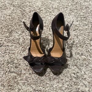 Gianni Bini Brown Knotted Ankle Strap Heels
